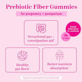 Pink Stork Prenatal Fiber Gummies for Women - 3g Prebiotic Inulin from Chicory Root - Natural Pregnancy & Postpartum Stool Softeners for Constipation & Digestive Health - 60 Vegan Fiber Chews
