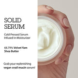 BLITHE Pressed Serum 68.79% Wild Yam Moisturizing Serum with Cream Texture for Women, Vegan Mucin Safe for Sensitive Skin, Korean Skincare 1.68 Fl Oz