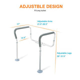 OasisSpace Toilet Rail - Medical Bathroom Safety Frame for Elderly, Handicap and Disabled - Adjustable Toilet Safety Handrail, 2 Additional Rubber Tips