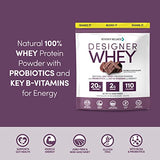 Designer Wellness, Designer Whey, Natural Whey Protein Powder with Probiotics, Fiber, and Key B-Vitamins for Energy, Gluten-Free & Kosher, Double Chocolate, 2 lb