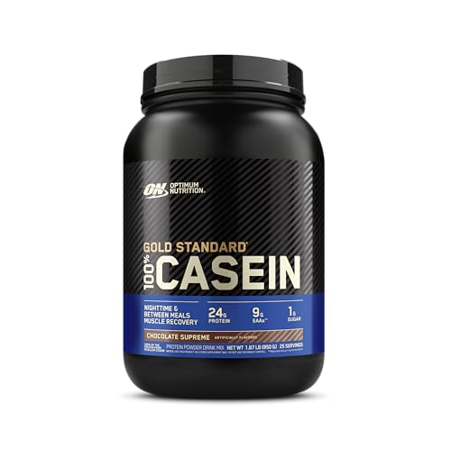 Optimum Nutrition Gold Standard 100% Micellar Casein Protein Powder, Slow Digesting, Helps Keep You Full, Overnight Muscle Recovery, Chocolate Supreme, 2 Pound (Packaging May Vary)