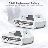 C D H 2 Packs 24V 3000mAh Replacement Battery for Snow Joe+Sun Joe 24V Lithium-iON Battery Series 24BAT-LTX/LTW/LTE/LT/XR EcoSharp Pro