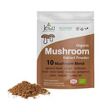 Jetsu Organic Mushroom 10 Blend Extract Powder - Everyday Dose Mushroom Supplement, Agaricus, Chaga, Cordyceps, Enoki, Lions Mane, Maitake, Polyporus, Reishi, Shiitake, Turkey Tail Mushrooms
