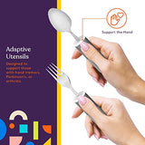 Special Supplies Adaptive Utensils (5-Piece Kitchen Set) Wide, Non-Weighted, Non-Slip Handles for Hand Tremors, Arthritis, Parkinson’s or Elderly Use - Stainless Steel (Grey)