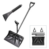 Snow Shovel, Strain-Reducing Snow Shovel with Assisted Handle, Large Capacity for Snow Removal, 53 inches Long Heavy Duty Detachable Snow Shovel with Back-Saving Fore-Grip - Black