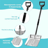 Snow Shovel Pusher with D Shape Handle,13.3” Wide Metal Collapsible Snow Shovel for Ice and Snow Cleanning,Ergonomic Aluminum Snow Shovel for Driveway Car Camping