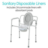 Vive Commode Liners with Absorbent Pads - Portable Toilet Bedside Chair Replacement Bags - Disposable Porta Potty Liners for Bariatric Standard Arm 3 in 1 Folding Buckets - Leakproof (24 Pack)