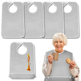 EpoBob 4 Pack Terry Cloth Adult Bibs with Crumb Catcher, Washable and Adjustable Adult Bibs for Unisex Men Women Elderly Seniors