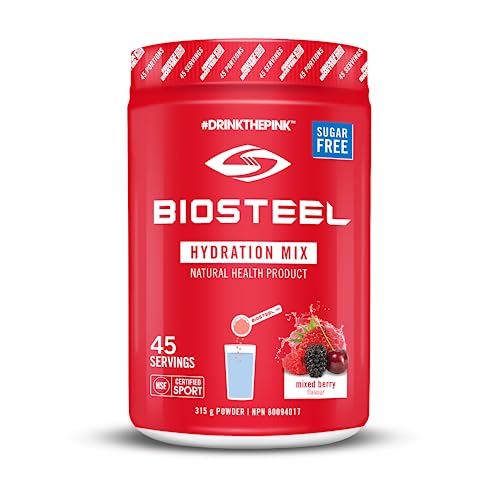 BIOSTEEL Hydration Mix - Sugar Free, Essential Electrolyte Sports Drink Powder - Mixed Berry - 45 Servings