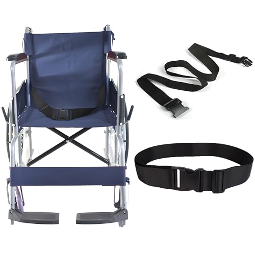GFertre Wheelchair Safety Strap Seat Belt, 86" Adjustable Length/ 2" Wide - Black Anti-Slip and Anti-Fall Wheelchair Fixation Belt, Extra Long Size-Suitable for Obese People