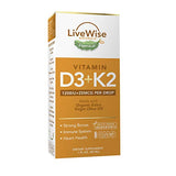 Vitamin D3 with K2 Liquid Drops, All Natural, Non GMO, 1208IU D3 and 25mcg K2 (MK7) Per Serving, Support Your Bones, Immune System and Energy Levels, with or Without Peppermint Oil…