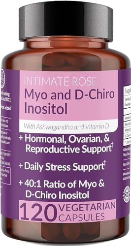 Myo-Inositol & D-Chiro Inositol 40:1 Blend + Vitamin D3 + Ashwagandha - Vegan Capsule - Hormone Balance & Healthy Ovarian Support for Women - 100% All-Natural PCOS Supplement - Made in USA