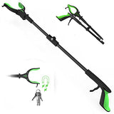 Reacher Grabber Pickup Tool with Light, 32" Upgaded Long Grabber Tools with 90°Rotating Jaw, Portable Trash Picker Stick Claw with Soft Rubber Handle and Magnet Hook (Green) 8310-G-1