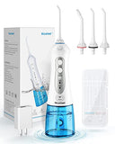 Cordless Water Flosser Teeth Cleaner, Nicefeel 300ML 2 Tip Cases Portable and USB Rechargeable Oral Irrigator for Travel, IPX7 Waterproof, 3-Mode Water Flossing with 4 Jet Tips for Home Blue