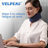 Velpeau Neck Brace -Foam Cervical Collar - Soft Neck Support Relieves Pain & Pressure in Spine - Wraps Aligns Stabilizes Vertebrae - Can Be Used During Sleep (Enhanced, Blue, Large, 3.3″)
