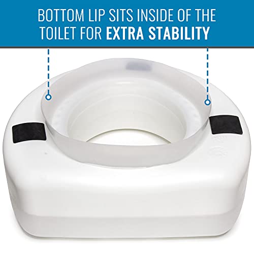 HealthSmart Raised Toilet Seat Riser That Fits Most Standard (Round) Toilet Bowls for Enhanced Comfort and Elevation with Slip Resistant Pads, 15.7 x 15.2 x 6.1"