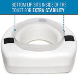 HealthSmart Raised Toilet Seat Riser That Fits Most Standard (Round) Toilet Bowls for Enhanced Comfort and Elevation with Slip Resistant Pads, 15.7 x 15.2 x 6.1"