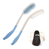 Fanwer Long Reach Handled Comb and Hair Brush Set Applicable to elderly and hand-disabled people inconvenient upper limb activities (2 pcs)