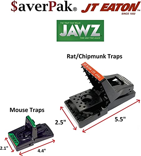 $averPak 4 Pack - Includes 4 JT Eaton Jawz Rat and Chipmunk Traps for use with Solid or Liquid Baits