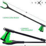 Grabber Reacher Tool - 2 Pack - Newest Version Long 32 Inch Foldable Pick Up Stick - Strong Grip Magnetic Tip Lightweight Trash Picker Claw Reacher Grabber Tool Elderly Reaching - by Luxet (Green)