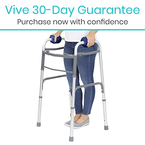 Vive Walker Handle Cushions (2-Pack) Extra Soft Sheepskin Grips - Padded Hand Cover Accessories for Folding Rolling Wheelchair, Rollator Handle, Senior, Elderly Grippers - Foam Padding for Disability