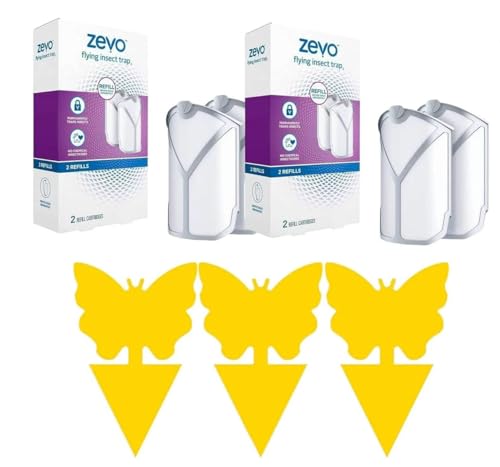 ZEVO Refills 4 Cartridges | Device Sold Separately+ 3 pcs Yellow Sticky Fruit Trap…