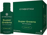 CYMBIOTIKA Super Greens Supplement with Chlorophyll, Spirulina, Daily Vegan Superfood Packets for Digestive Gut Health, Detox, Energy and Immune Support, Citrus Lime Flavor, 15 mL Pouches, 30 Pack