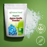 Z Natural Foods Organic Agave Inulin Powder, Natural Fiber Supplement, Prebiotic Superfood Powder for Drinks, Smoothies, and Recipes, Raw, Non-GMO, Vegan, Gluten-Free, Kosher, 1 lb