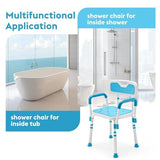 Health Line Massage Products Shower Chair with Back for Seniors, Bathtub Seat with Removable Arms for Handicap, Disabled & Elderly - Adjustable Shower Bench for Tubs (FSA or HSA Eligible)