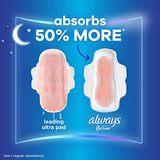Always Infinity Feminine Pads for Women, Size 5 Extra Heavy Overnight, with wings, unscented, 66ct