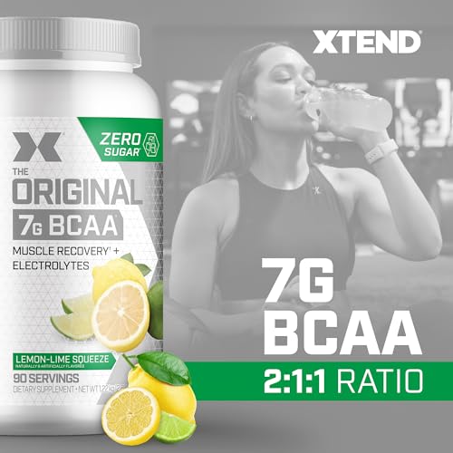 XTEND Original BCAA Powder Lemon Lime Squeeze | Sugar Free Post Workout Muscle Recovery Drink with Amino Acids | 7g BCAAs for Men & Women | 90 Servings