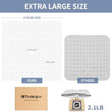 OTHWAY Square Shower Mat, 27"x 27"Extra Large Anti Slip Mat for Shower, Machine Washable Baby Bath Mat with Drain Holes in Middle, TPE White Bath Mat for Tub Bathroom Elderly Kids Toddlers(White)