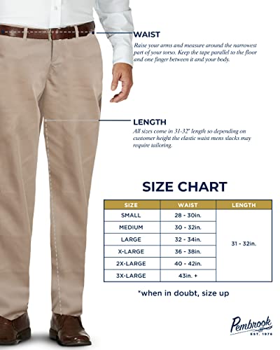 Pembrook Mens Elastic Waist Pants for Seniors - Adaptive Mens Pants for Elderly with Zipper and Button | Elastic Waist Pants for Men | Senior Elastic Waist Pants Tan