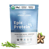 Sprout Living, Epic Protein, Plant Based Protein & Superfoods Powder, Original, Unflavored | Organic Protein Powder, Vegan, Non Dairy, Non-GMO, Gluten Free, Sugar Free, Perfect Keto Drink Mix (1 lb)