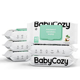 Baby Wipes, Cleansing & Moisturizing 2-in-1 Babycozy Sensitive , 100% Plant Fiber & Biodegradable, Hypoallergenic Baby Coconut Wipes Moisturize Every Cleanse, 240 cnt (6 pack)