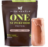 VitaHustle ONE Superfood Protein Powder & Greens Shake by Kevin Hart, 20G Vegan Protein, Meal Replacement, Probiotics, No Added Sugar (Chocolate Cacao) 15 Svg