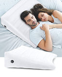 BLABOK Inflatable Wedge Pillow for Sleeping, Traveling, Reading, Triangle Bed Wedge Pillow, Back, Knee and Leg Support for Side and Stomach Sleepers Acid Reflux, Anti Snoring(White)