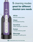 Rechargeable Electric Toothbrush for Adults and Teens - Sonic Electric Toothbrushes with 8 Dupont Brush Heads,High Power Electric Toothbrush with Travel Case, 3 Hours Charge Use for 120 Days - Purple