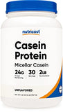 Nutricost Casein Protein Powder 2lb - Micellar Casein, Gluten Free, Non-GMO (Unflavored)