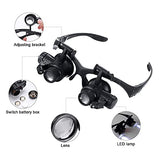 mlogiroa Head Mount Magnifying Glass with LED Light, Jewelers Loupe Magnifier with 8 Interchangeable Lens 2.5X/4X/6X/8X/10X/15X/ 20X/25X for Close Work/Electronics/Eyelash/Crafts/Jewelry/Repair