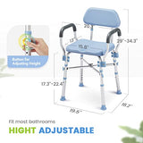 OasisSpace Heavy Duty Shower Chair with Back, 500lbs Padded Shower Chair for Inside Shower - Tool-Free Anti Slip Bathroom Seat for Elderly, Senior, Handicap & Disabled