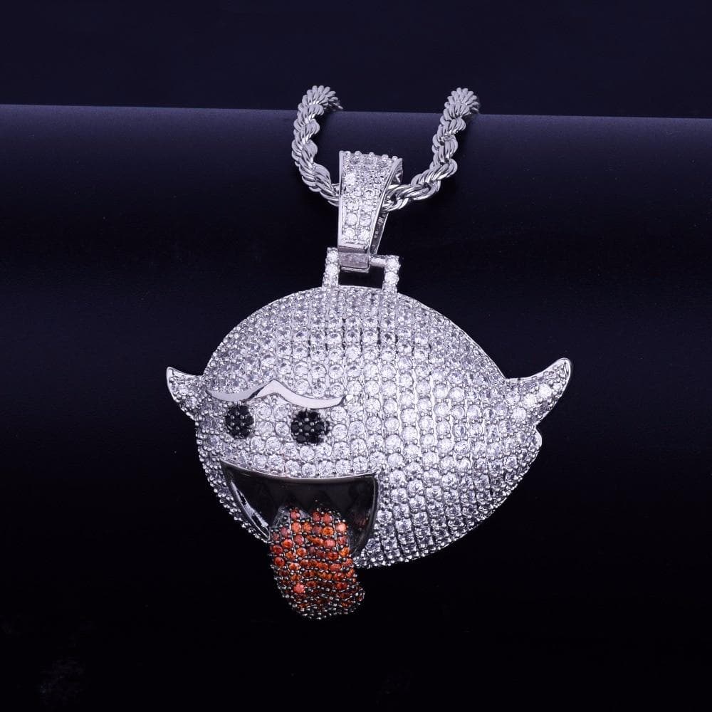 Flying Ghost Hip Hop Pendant With Tennis Chain Gold Color Bling Cubic Zircon Men's Necklace Jewelry For Gift