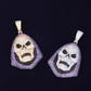 Hoody Skull Purple Stone Pendant Necklace Tennis Chain Gold Color AAA Cubic Zirconia Hip hop Rock Jewelry