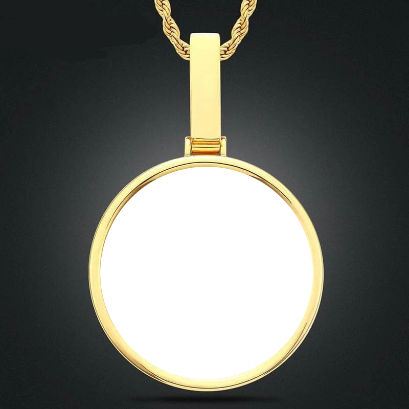 Single Pendant Custom Photo Memory Medallions Solid Pendant Necklace Circle Hip Hop Jewelry Chain Personalized Without Crystal