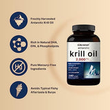 Antarctic Krill Oil 2000mg Supplement, 240 Softgels, 3X Strength Natural Source of Omega-3s, EPA 240mg + DHA 160mg + Astaxanthin 800mcg – No Fishy Aftertaste – Mercury Free & Non-GMO