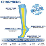 CHARMKING Compression Socks for Women & Men (8 Pairs) 15-20 mmHg Graduated Copper Support Socks are Best for Pregnant, Nurses - Boost Performance, Circulation, Knee High & Wide Calf (S/M, Multi 13)