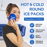 Reusable Round Hot and Cold Gel Ice Packs for Injuries | Cold Compress, Ice Pack, Gel Ice Packs, Cold Pack, Gel ice Pack, Cold Packs for Injuries | 5 Pack Blue