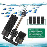 AQQA Aquarium Electric Power Sponge Filter,3W/5W Silence Submersible Foam Filter,Sponges Bio Ceramic Media Balls Double Filter for Saltwater Freshwater Fish Tank (L)