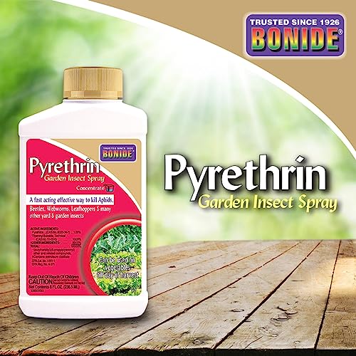 Bonide Pyrethrin Garden Insect Spray Concentrate, 8 oz Ready-to-Mix Fast Acting Insecticide for Outdoor Garden Use