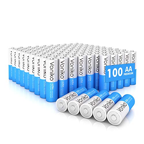 Voniko - Premium Grade AA Batteries - (100 Pack) - Alkaline Double A Battery - Ultra Long-Lasting, Leakproof 1.5v Batteries - 10-Year Shelf Life